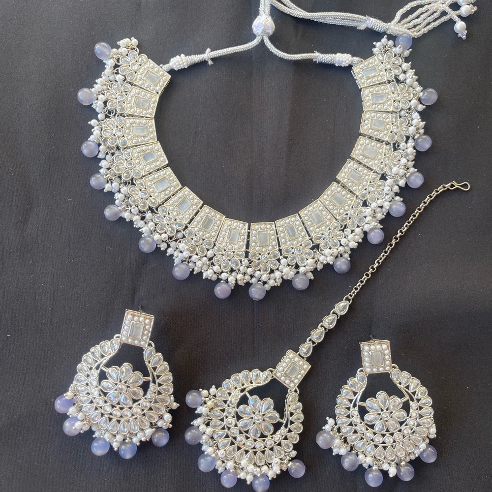 Gray and silver Jewelry set. Bollywood Indian style